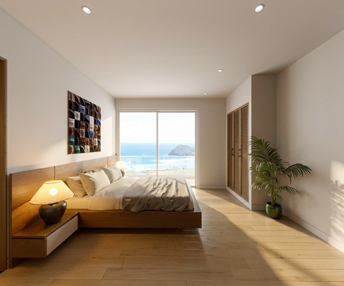 Samudra Villas – Master bedroom render, luxury villa in Lombok