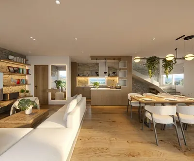 Samudra Villas – Living area and terrace render, ocean-view villa Lombok