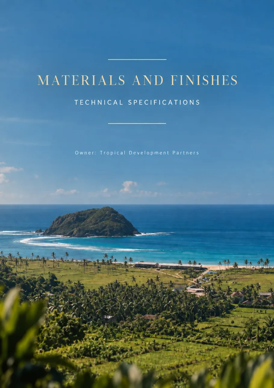Cover of the Samudra Villas materials and finishes specification